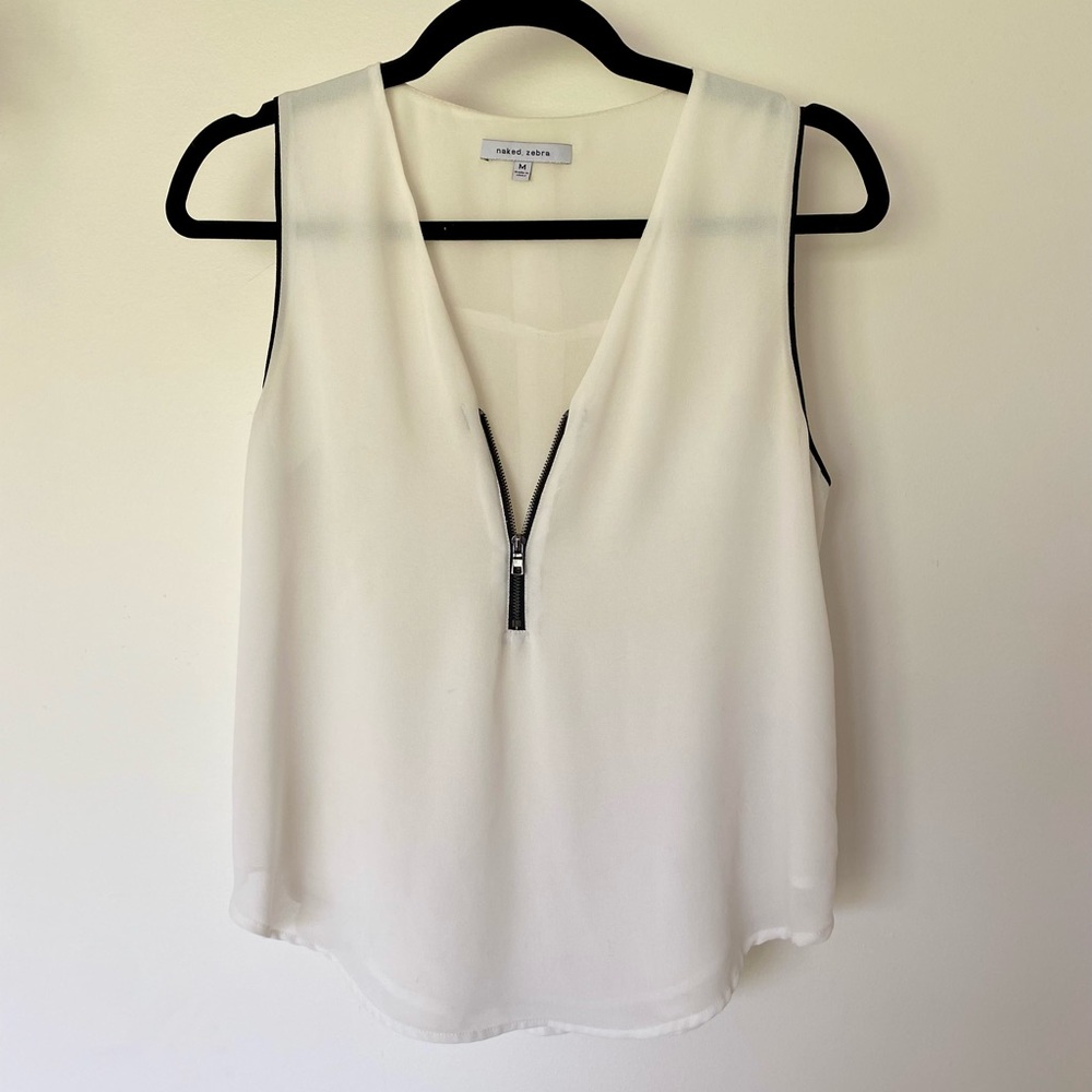 Naked Zebra Sleeveless White Blouse